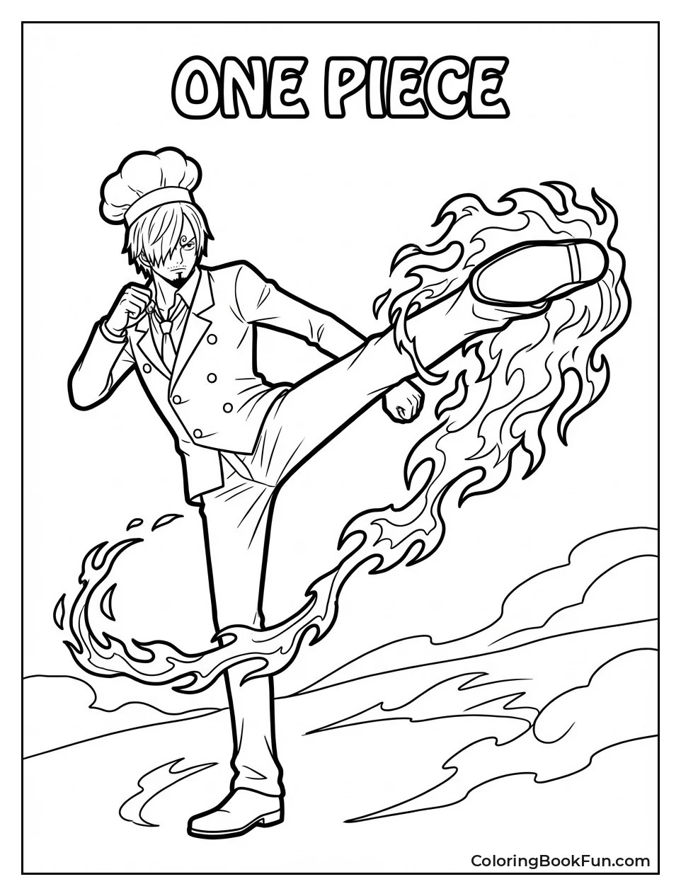 Sanji Kicks with Flames