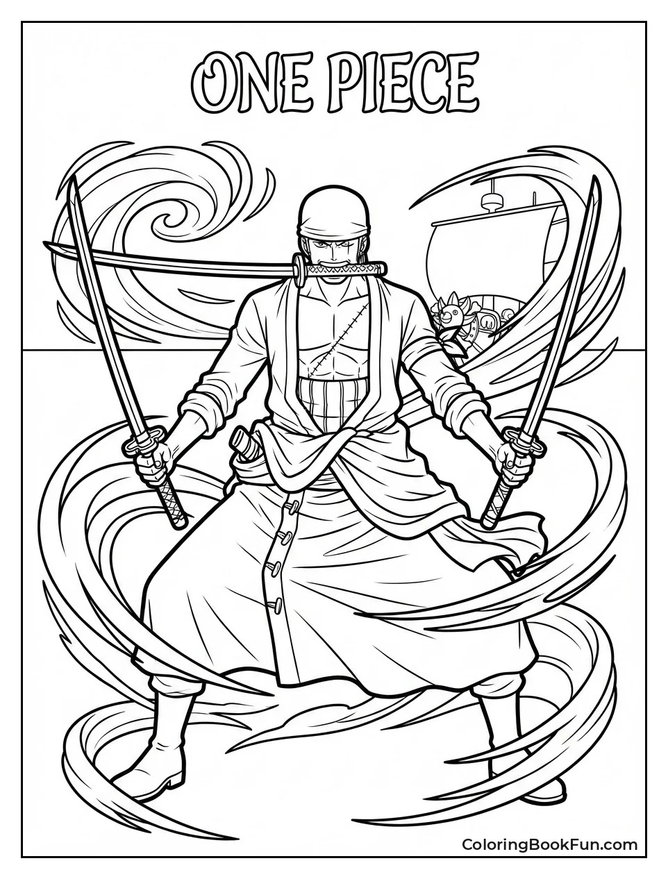 Zoro Grips Three Swords