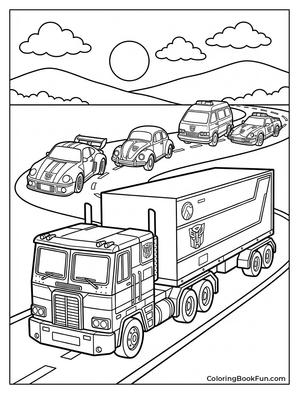 Optimus Leads Truck Convoy