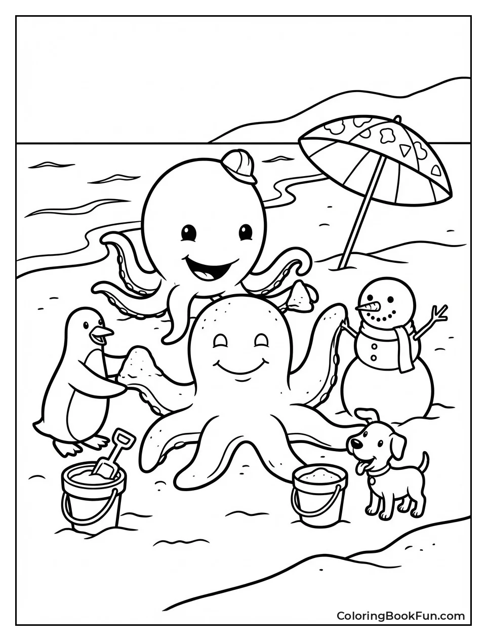 Building Octopus Sandcastle Beach