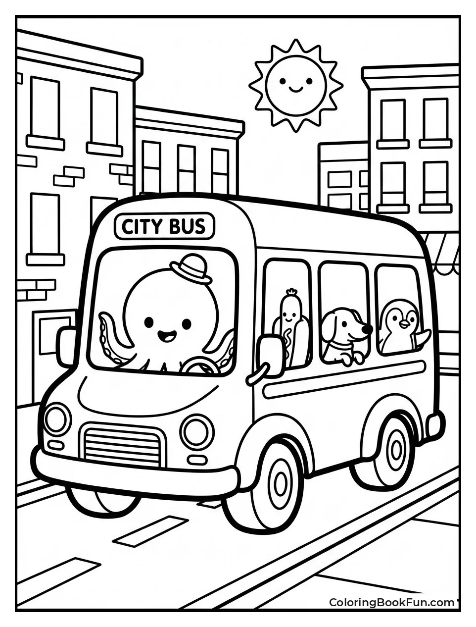 Riding Colorful City Bus