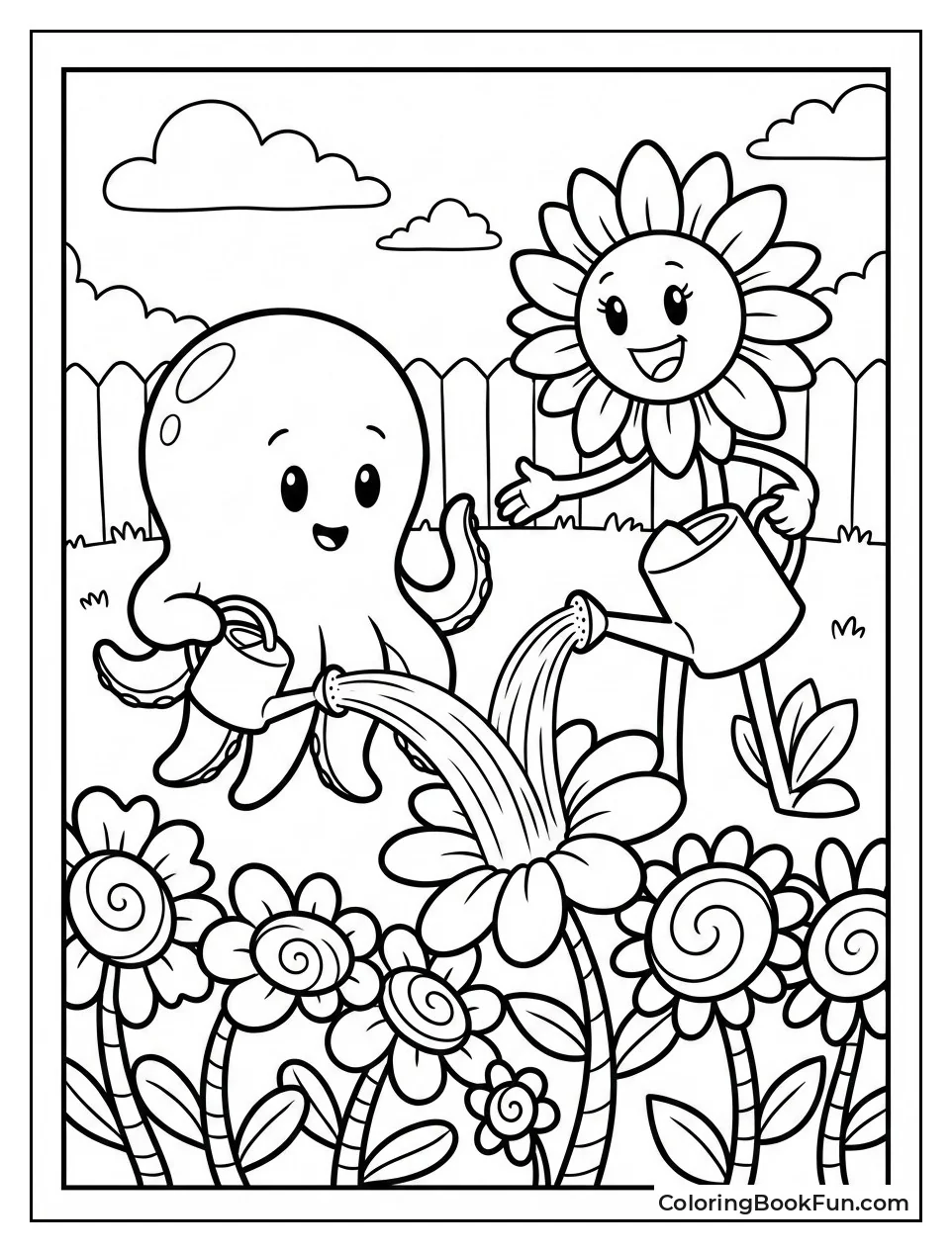 Watering Whimsical Giant Flowers