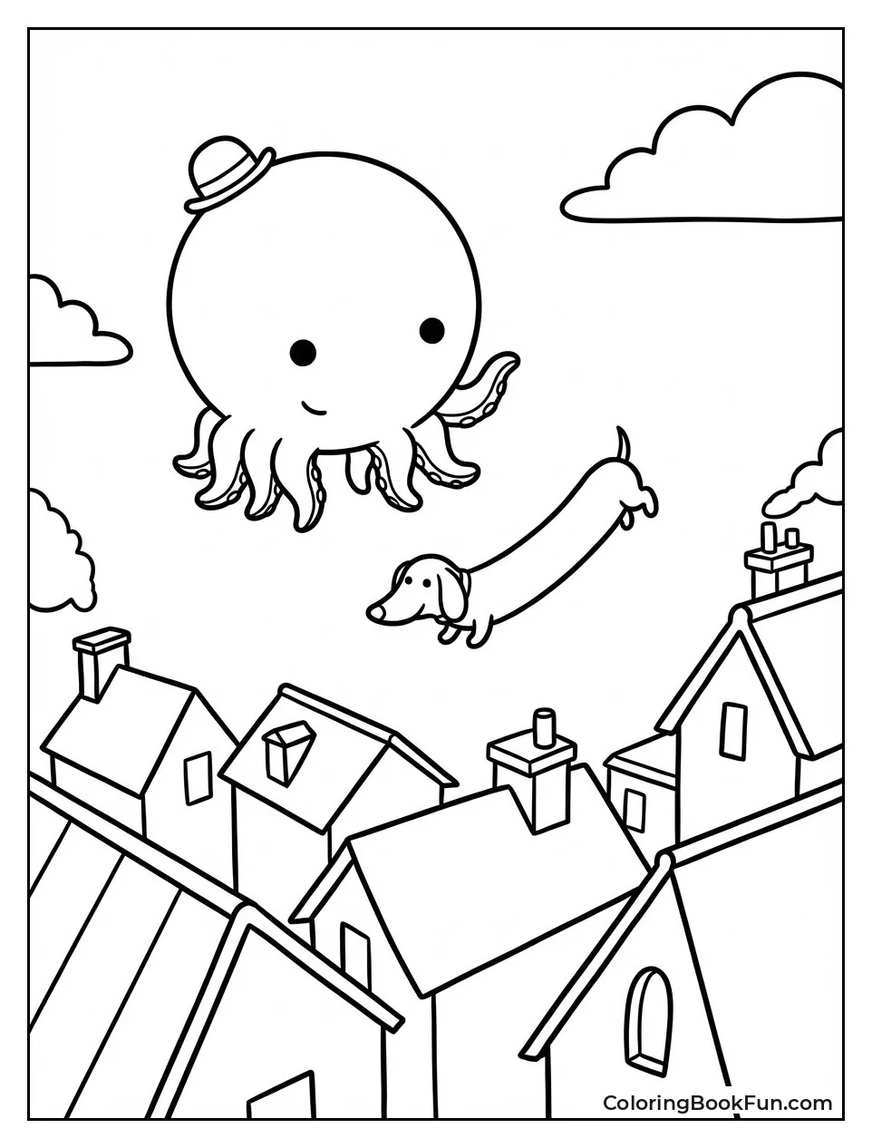 Oswald Floats over Rooftops