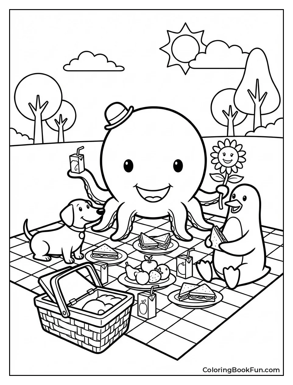 Friends Picnic in Park