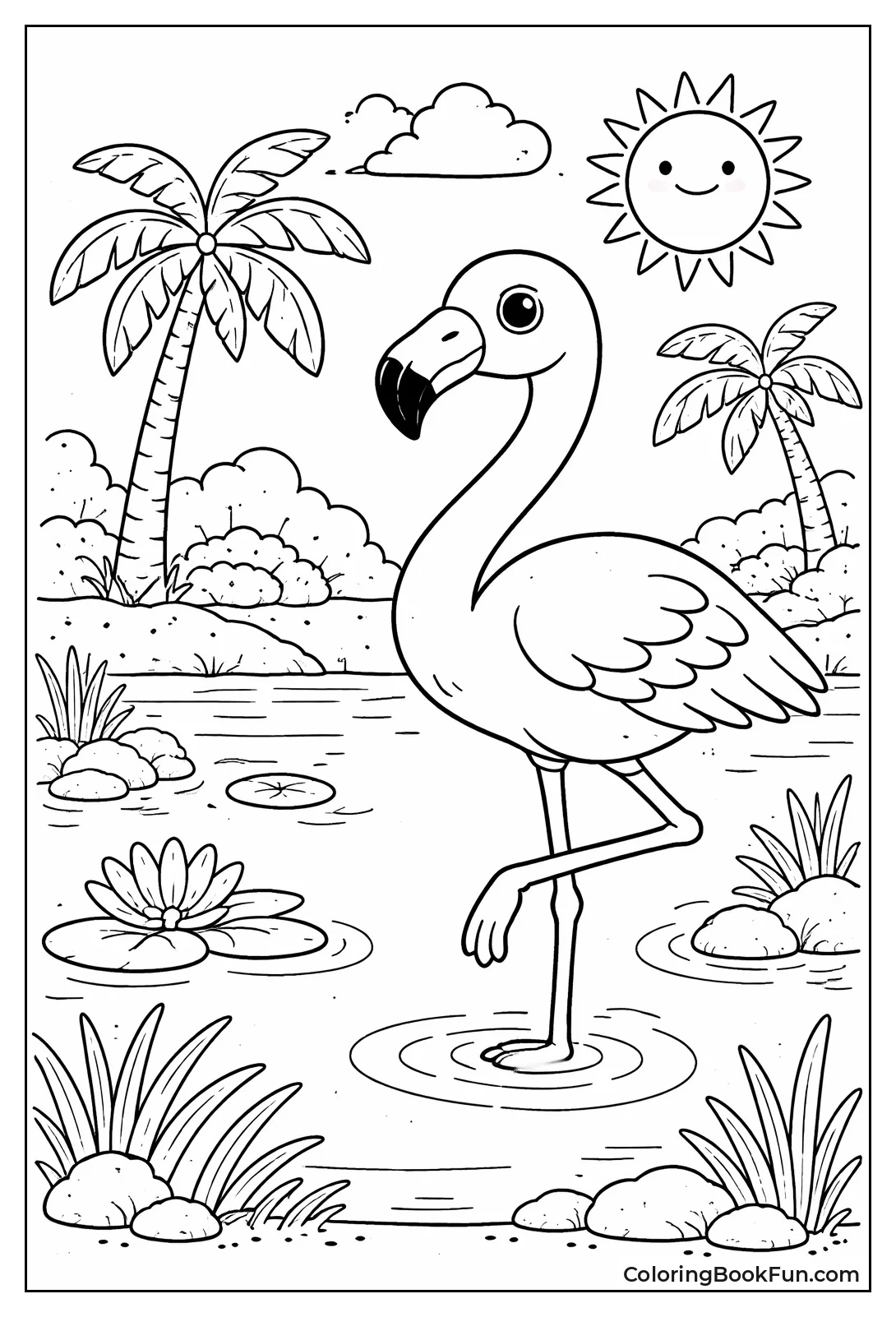 Bold Outline Flamingo Drawing