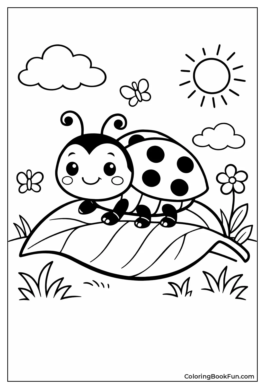 Simple Outlined Ladybug