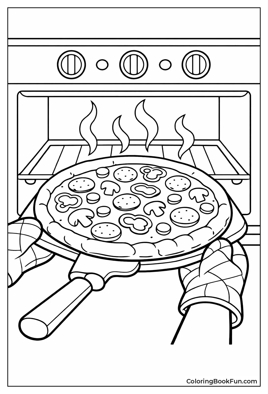 Pulling Hot Pizza from Oven