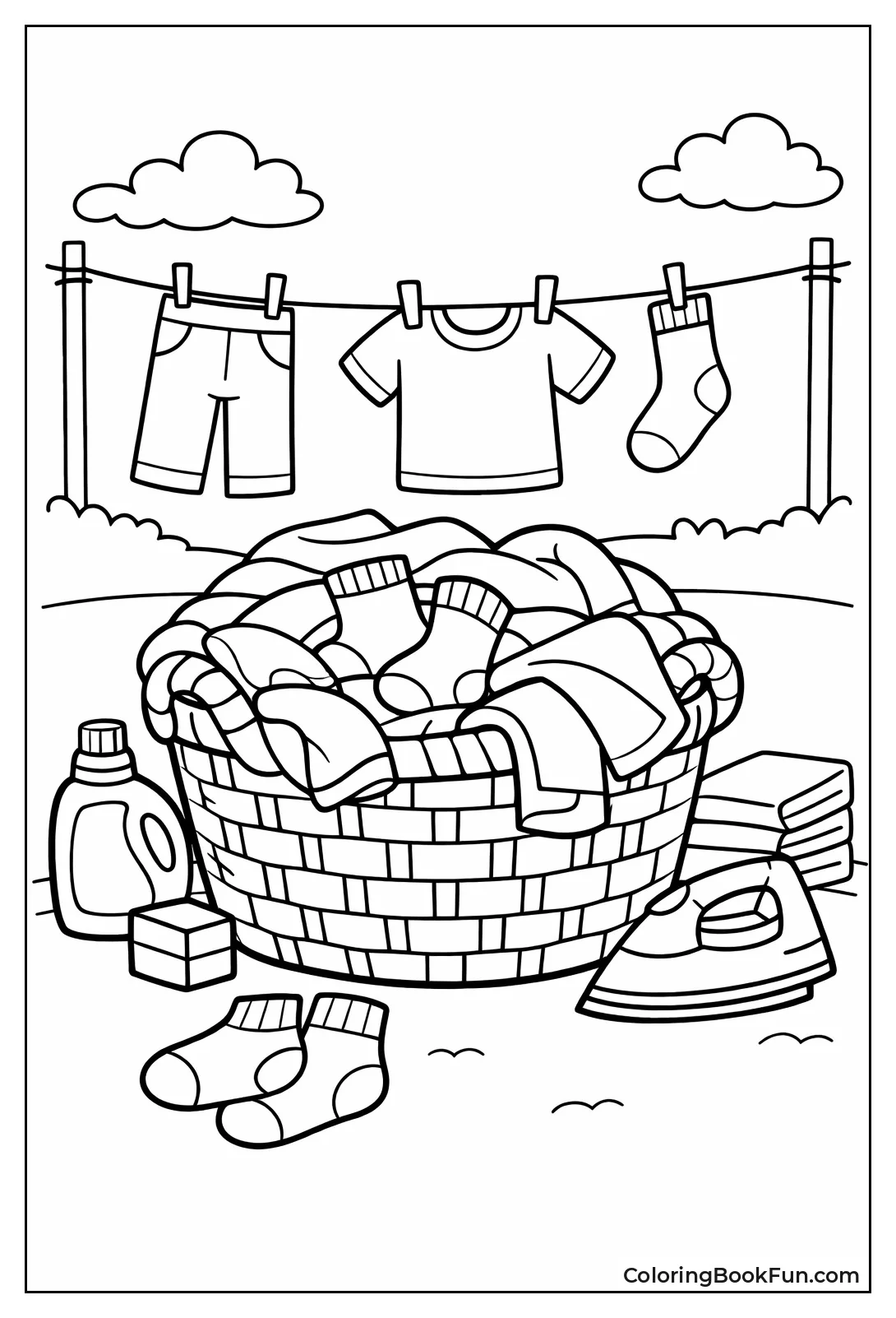 Basket Brims with Colorful Laundry