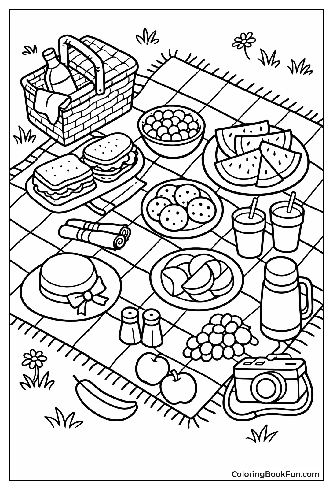 Overhead Picnic Foods on Grass