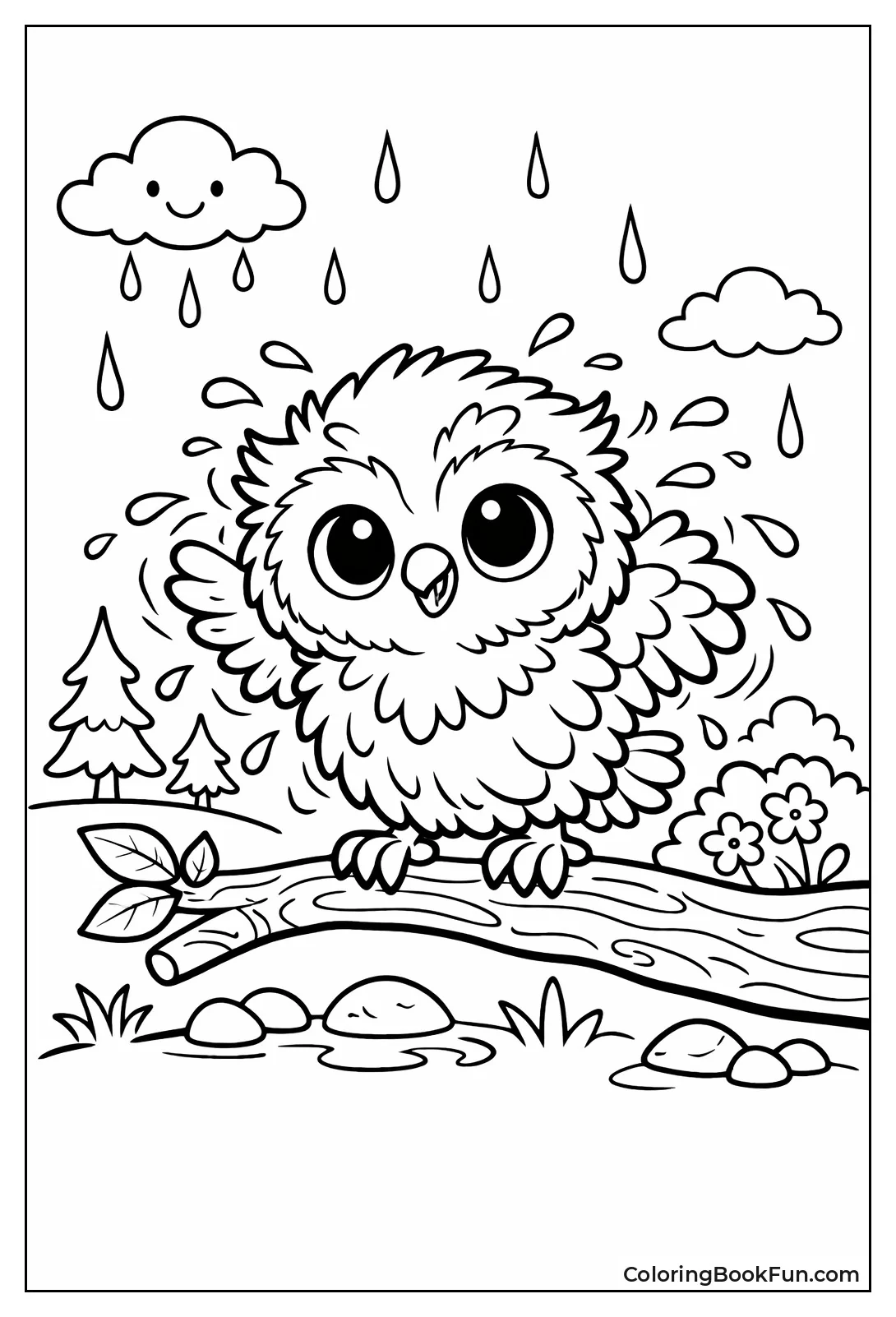Owl Shakes off Rain