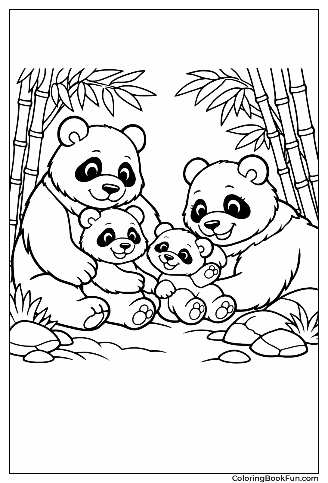 Panda Family Resting Together