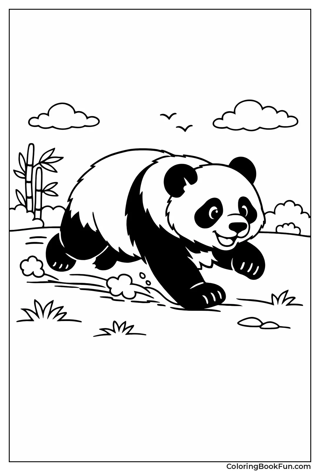 Panda Running Across Clearing