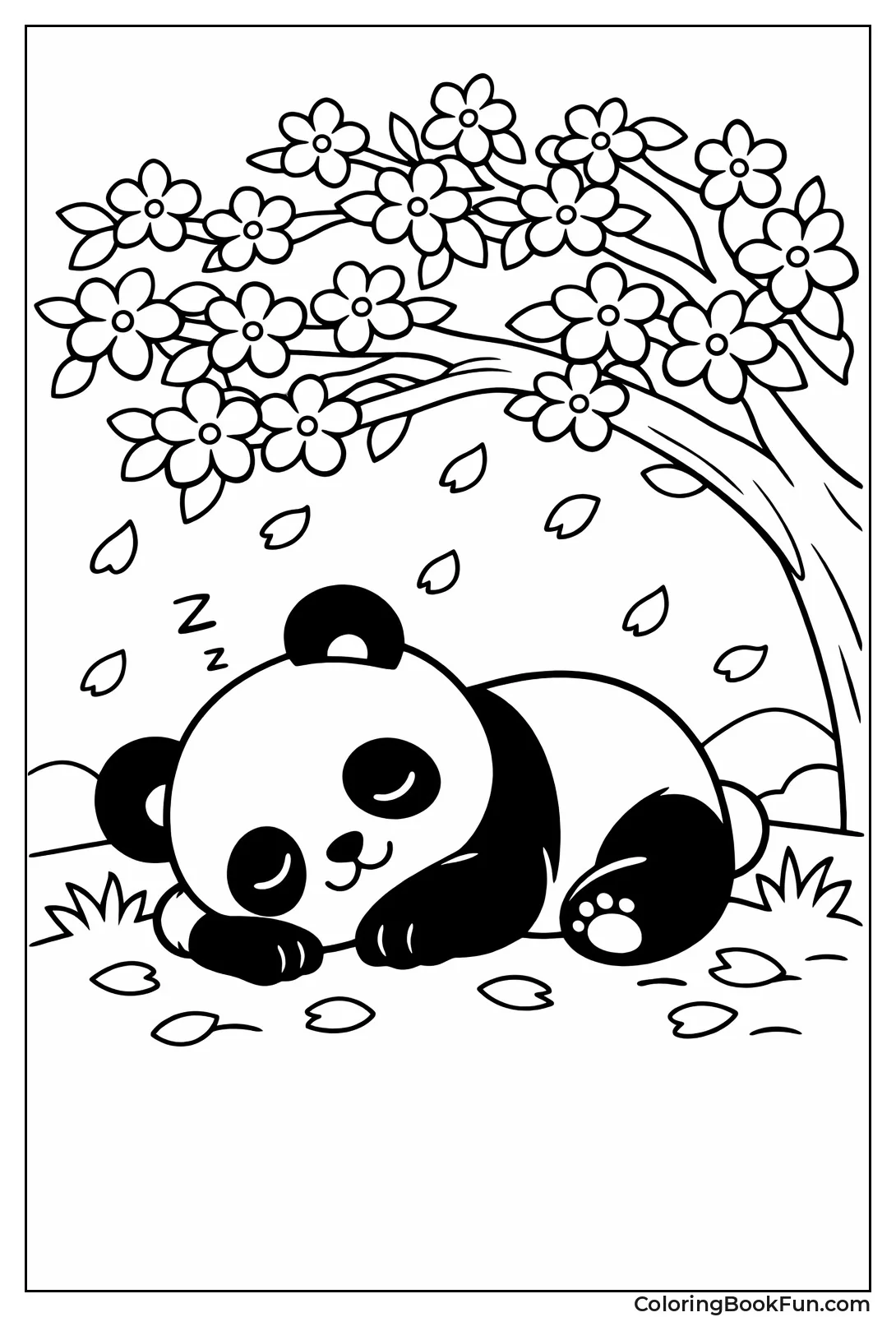 Panda Napping under Blossoms