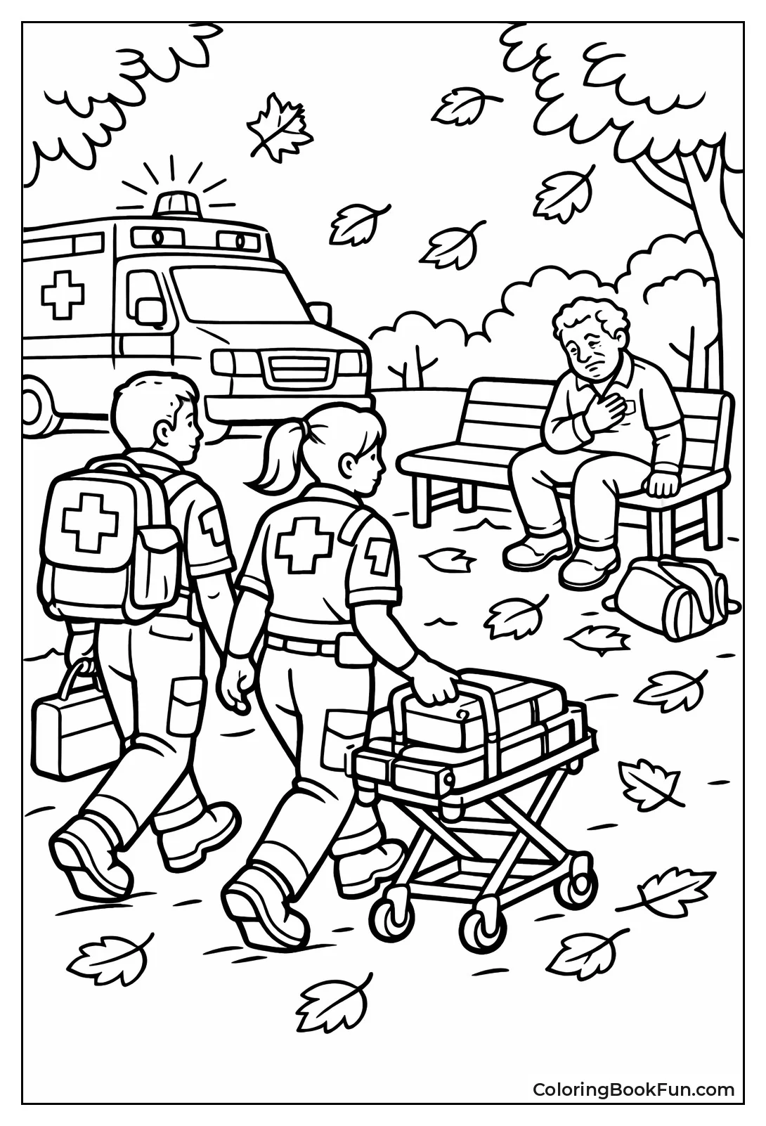Paramedics Walk Fall Leaves