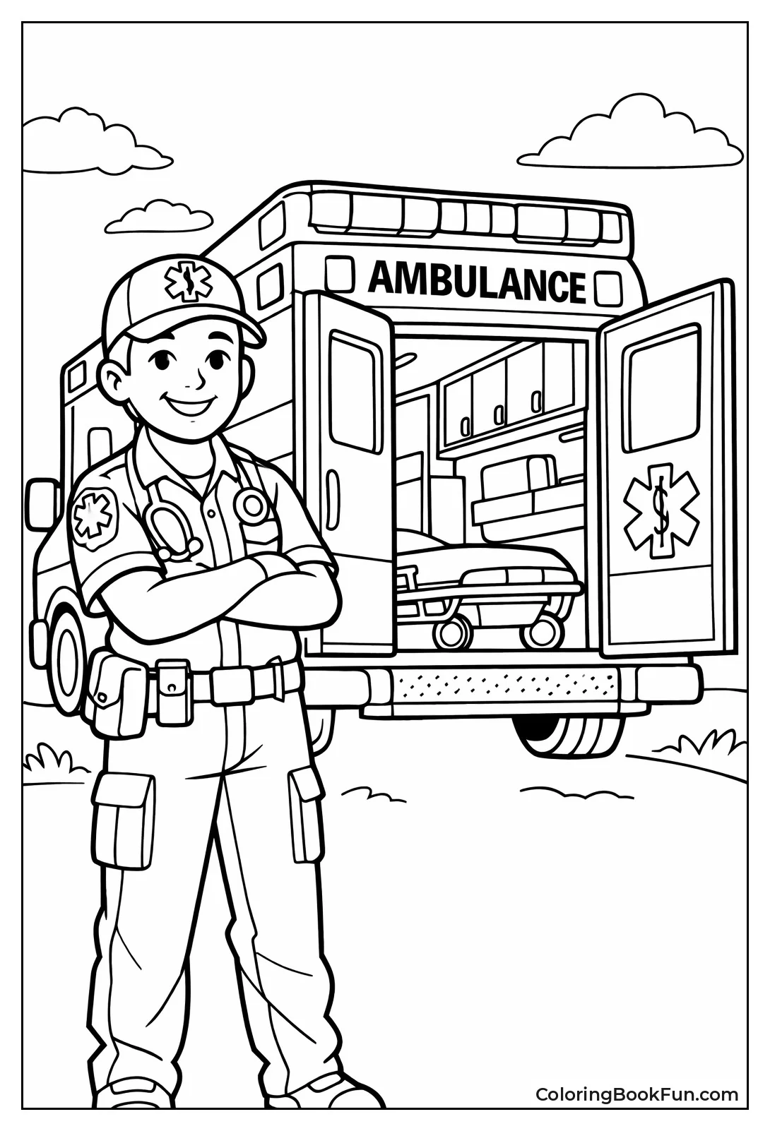 Paramedic Stands by Ambulance