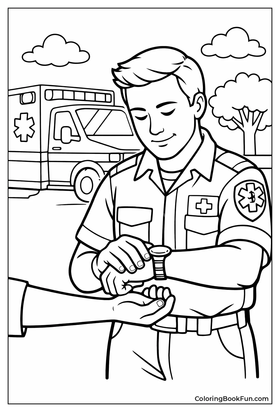 Paramedic Checks Patient Pulse