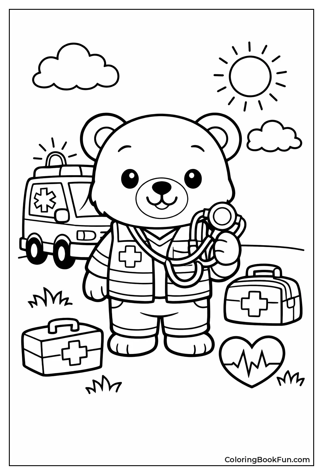 Cute Bear Holds Stethoscope
