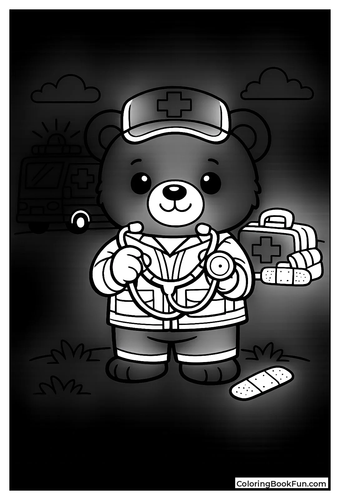 Cute Bear Holds Stethoscope