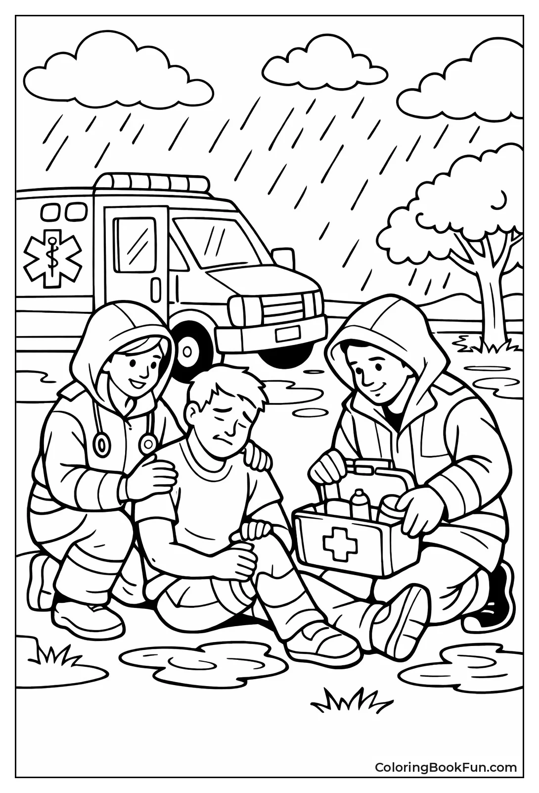 Paramedics Help in Rain
