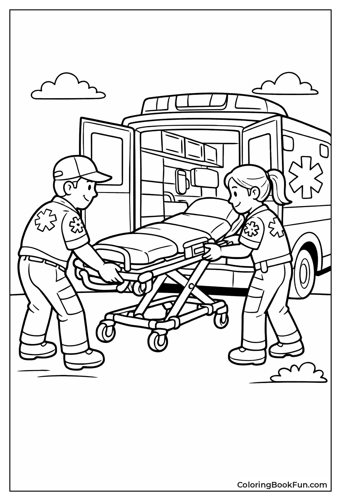 Paramedics Load Ambulance Stretcher