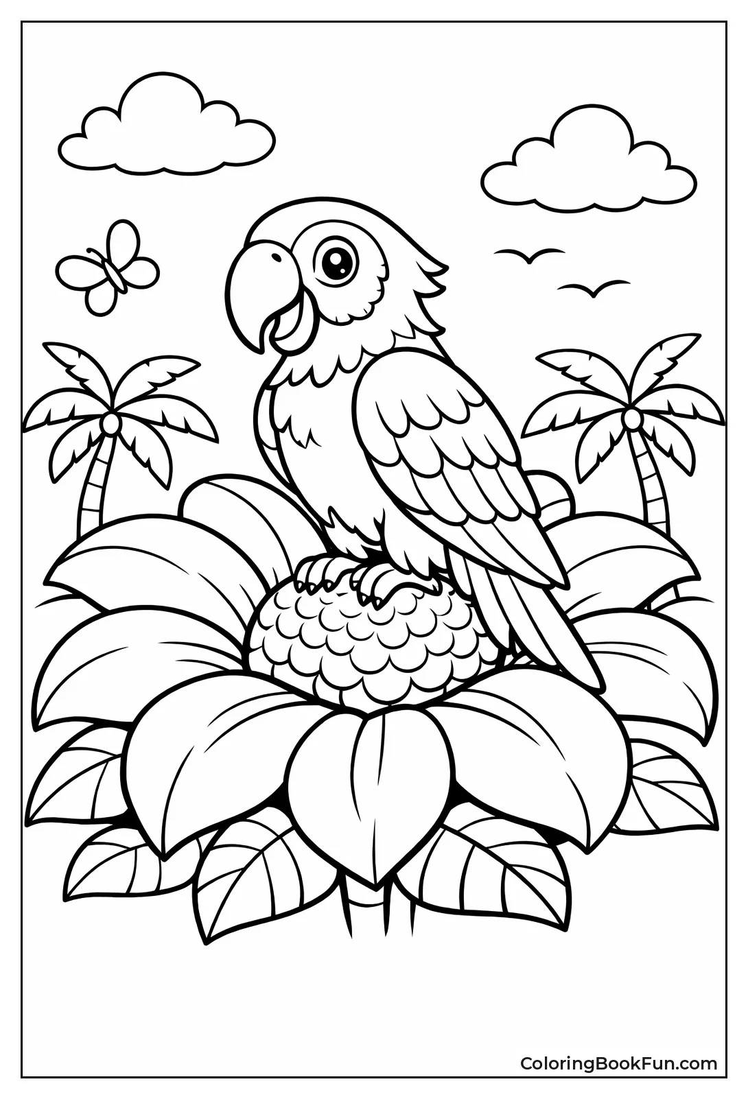 Parrot on Blooming Flower