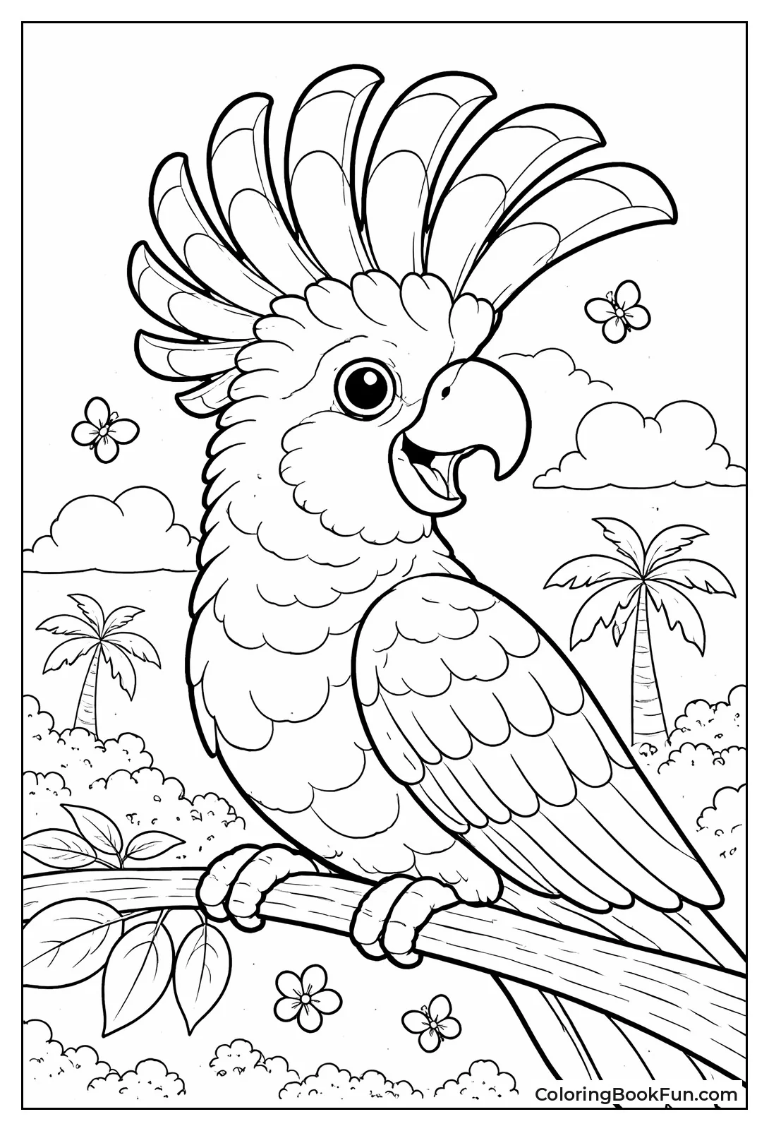 Cockatoo with Fanned Crest