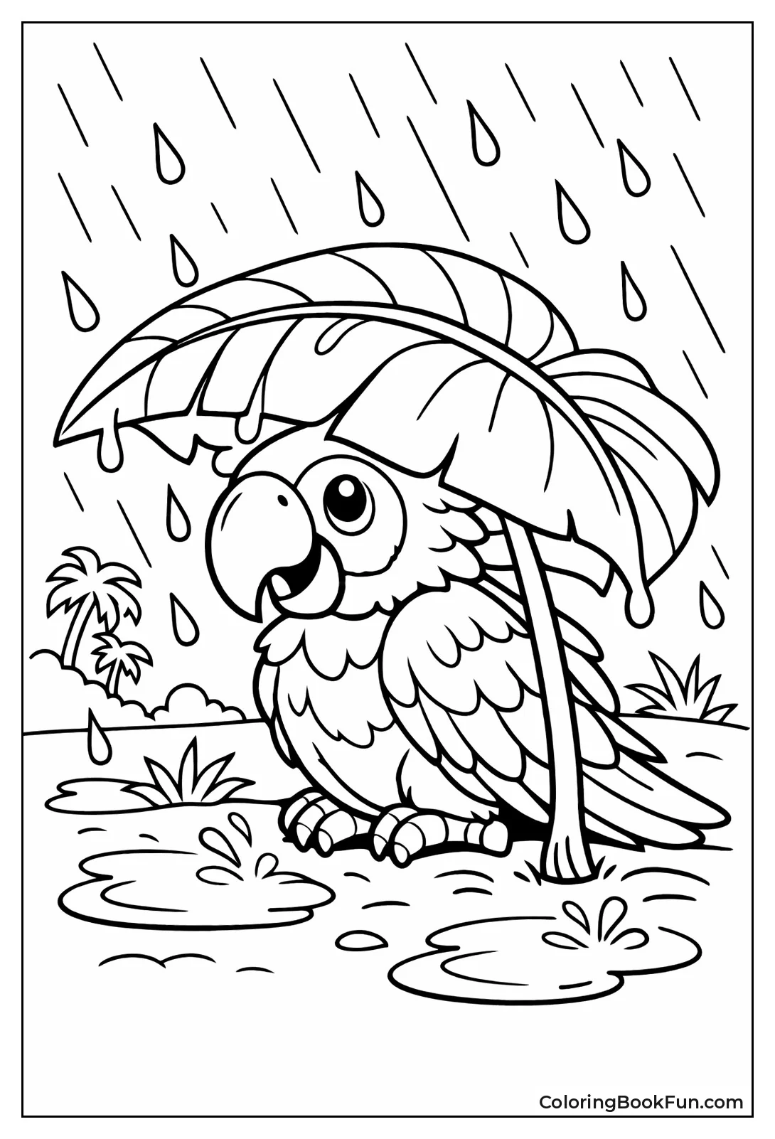 Parrot under Rain Leaf