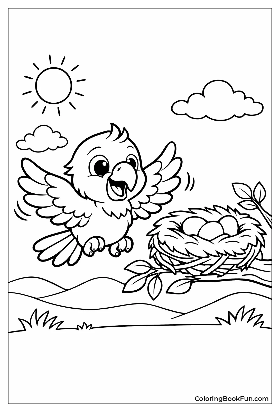 Young Parrot Flapping Wings