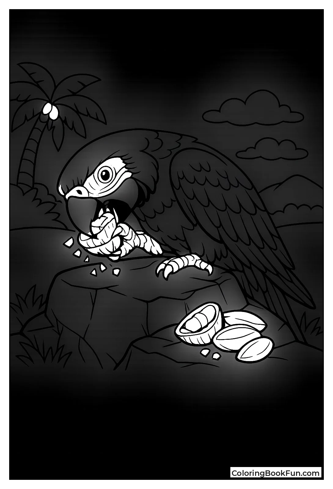 Macaw Cracking Hard Nut