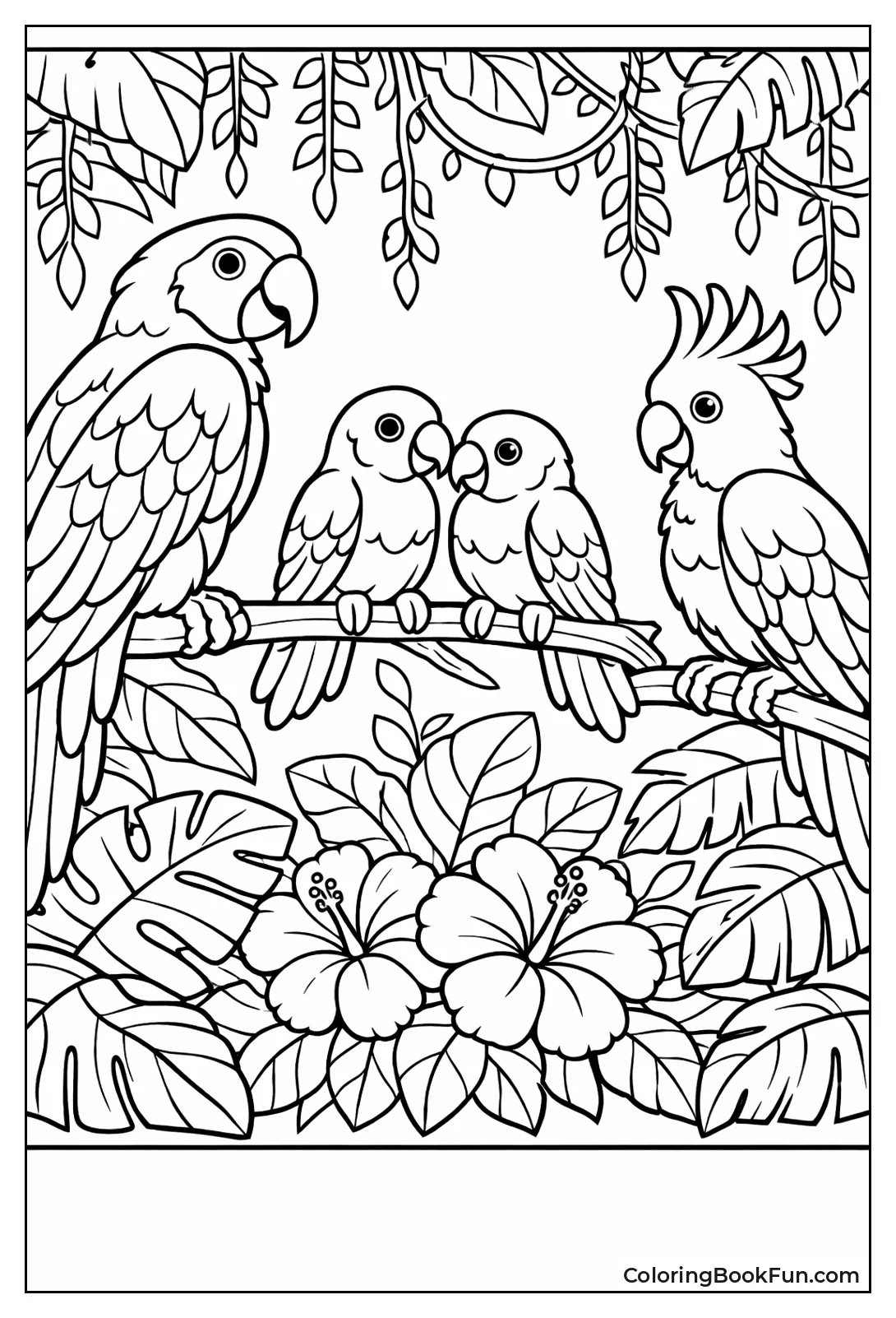 Parrots in Rainforest Canopy