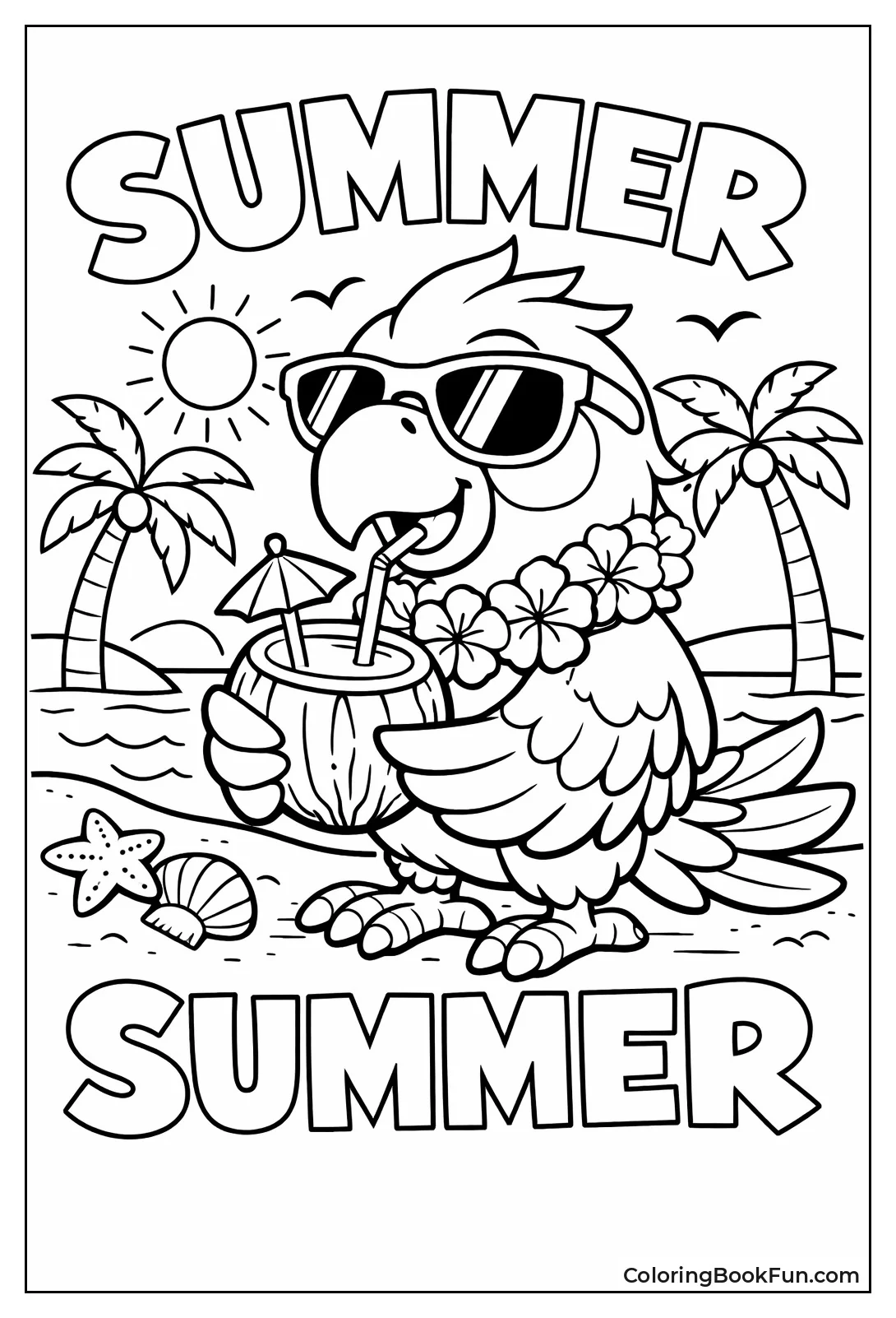 Parrot Wearing Flower Lei