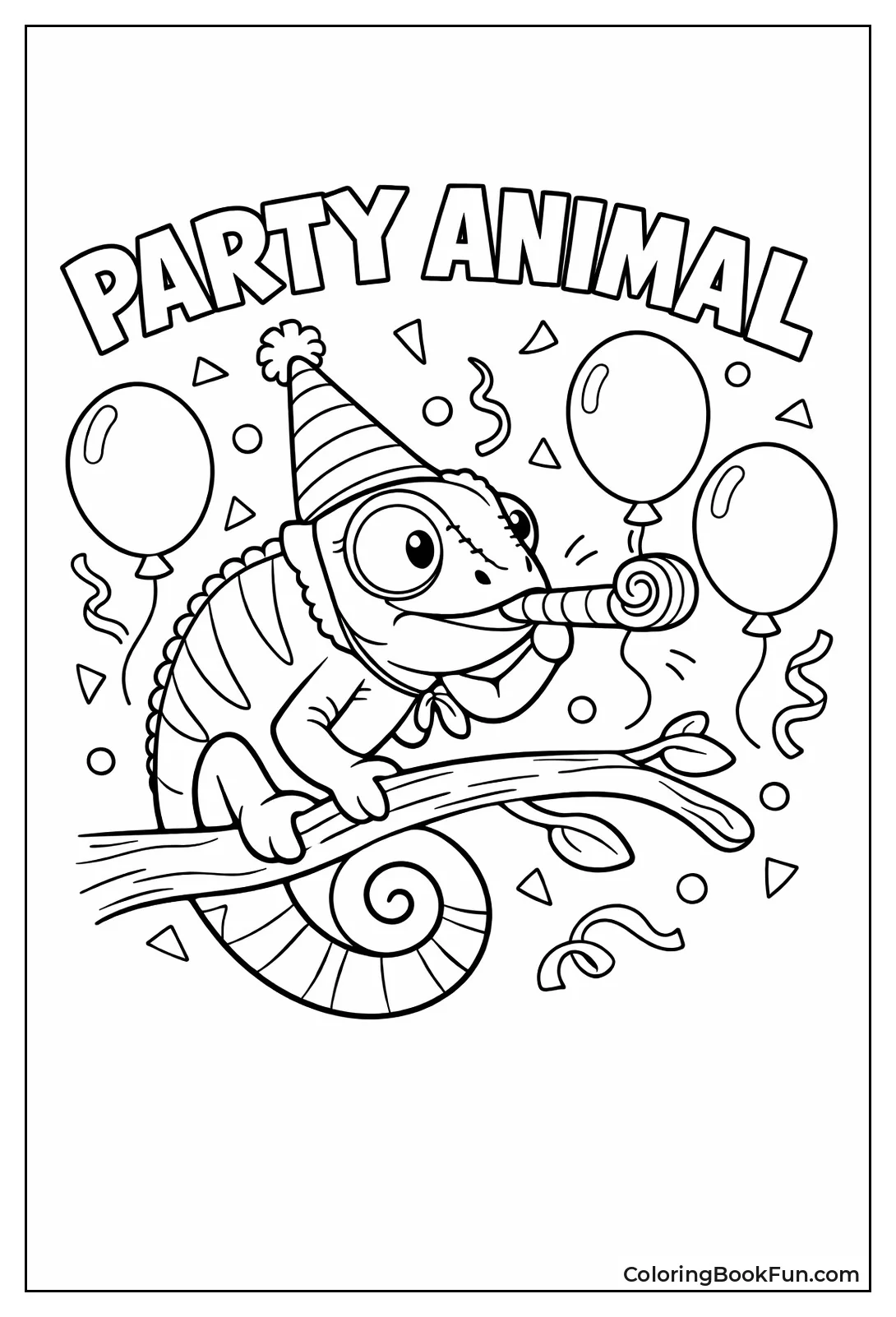 Party Chameleon Blows Horn