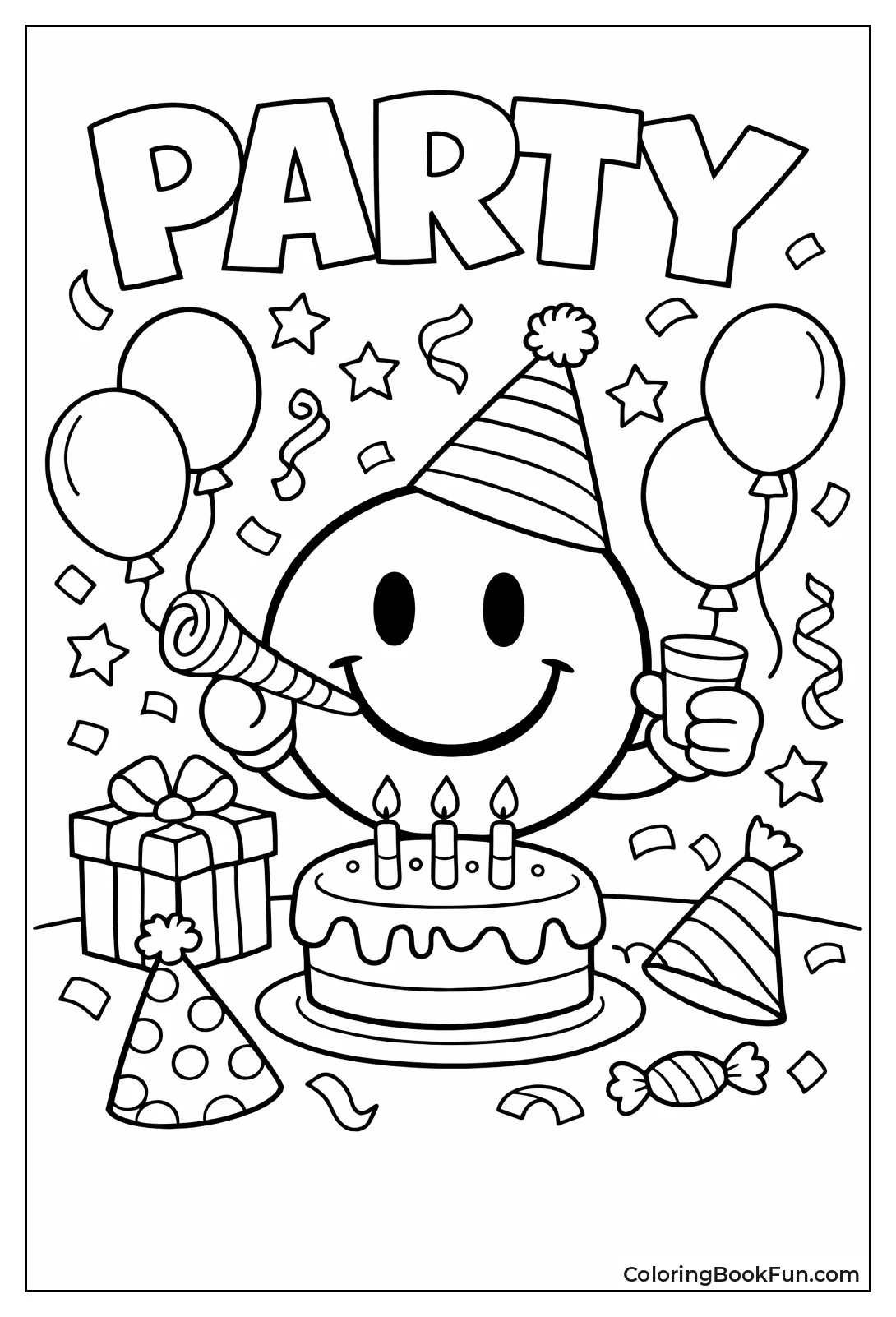 Party Smiley with Confetti