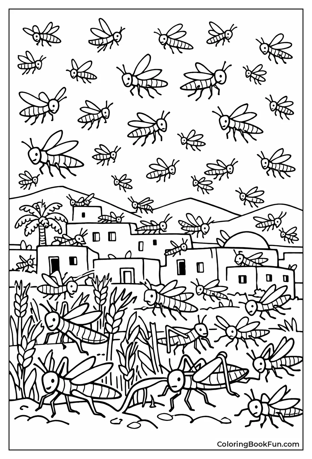 Locusts Swarm over Fields