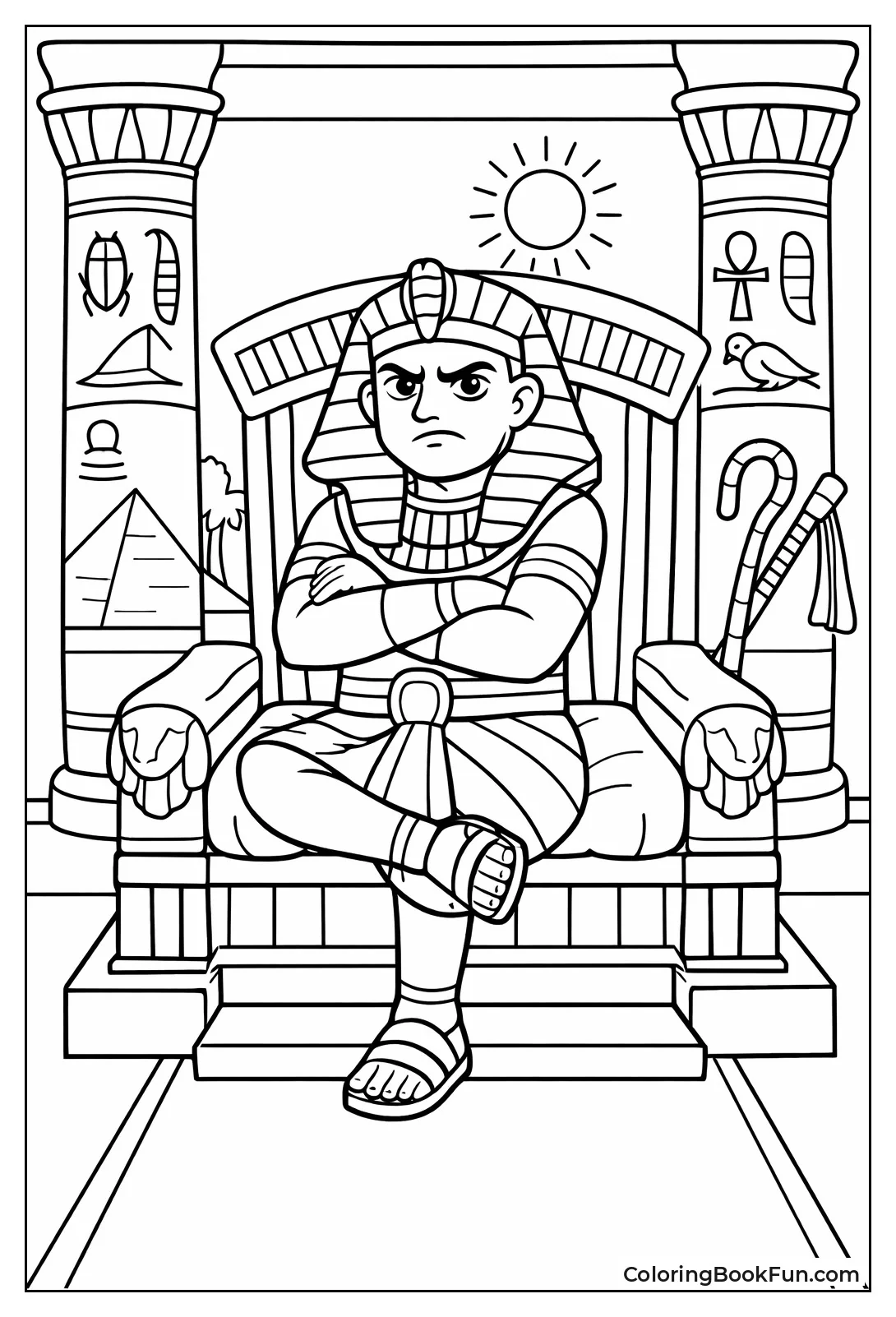 Pharaoh Sits on Throne