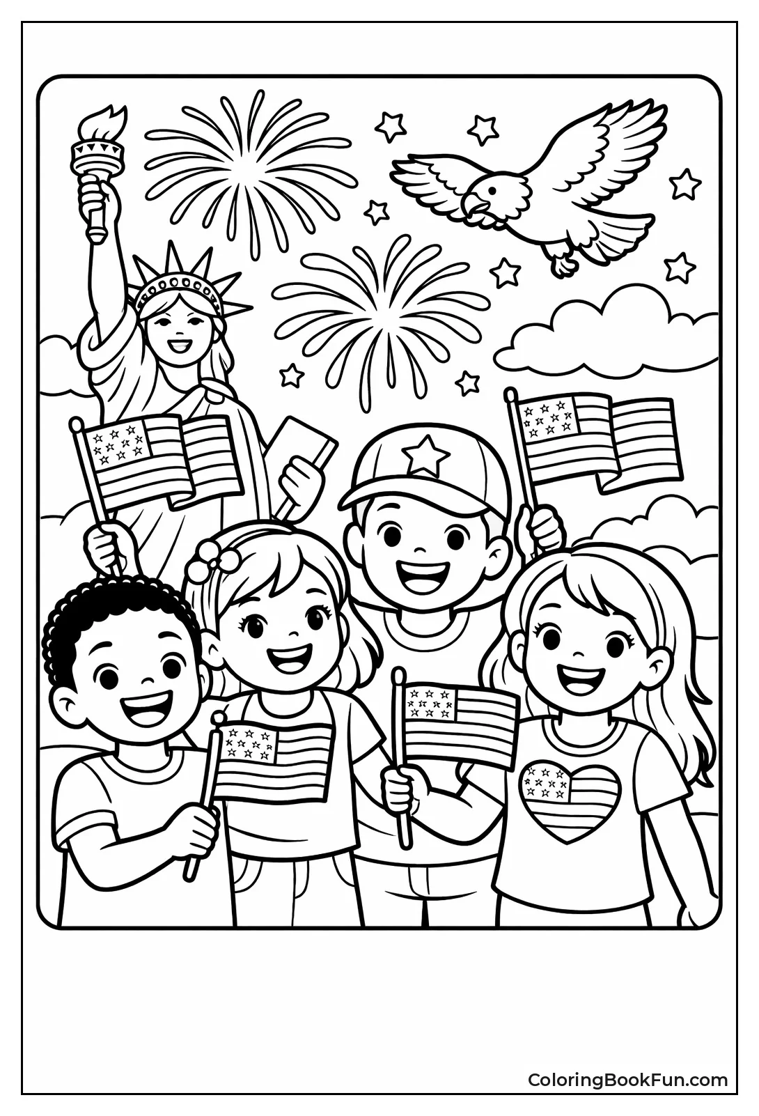 Children Wave Small Flags