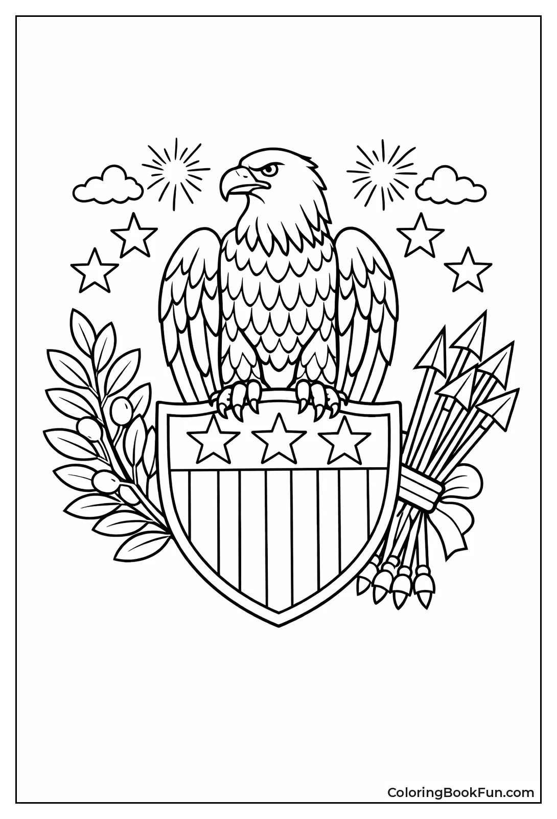 Eagle Perches on Shield