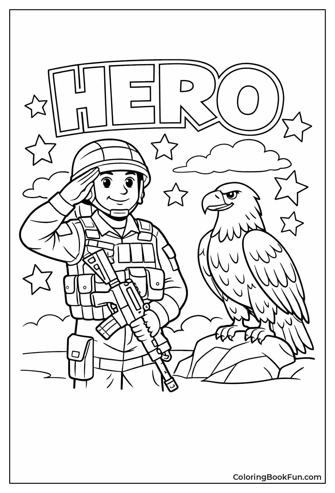 Soldier Poses with Eagle