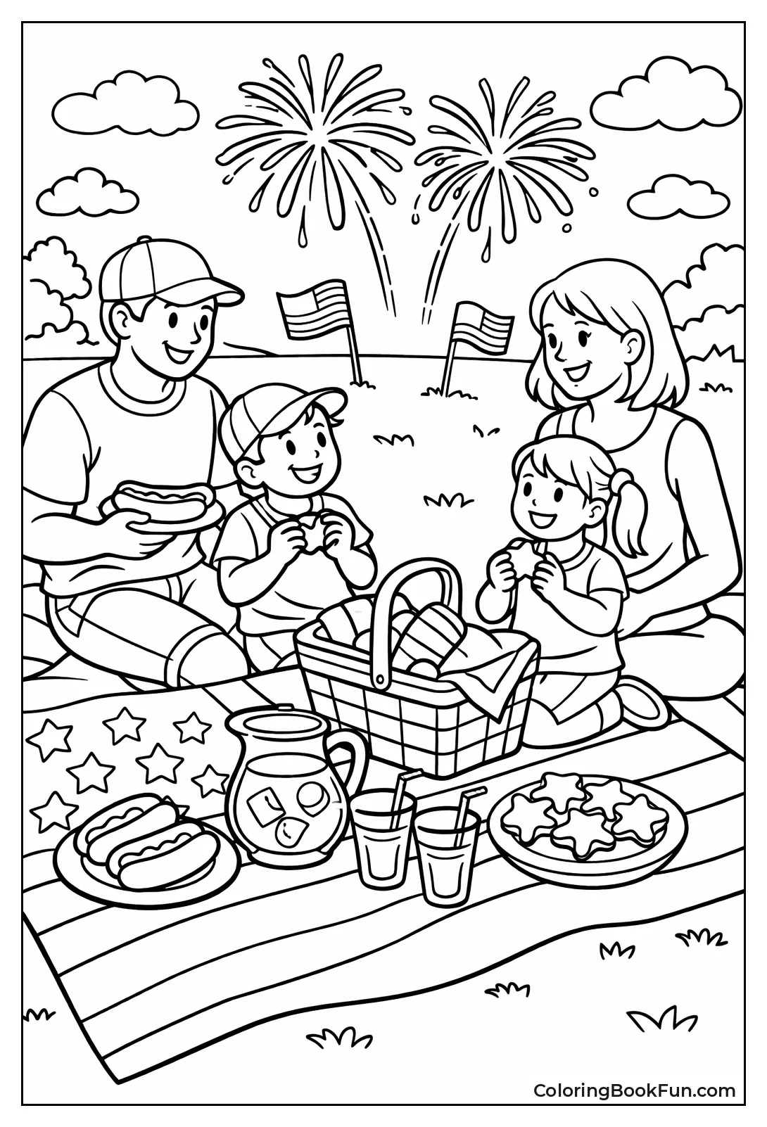 Family Picnics on Blanket