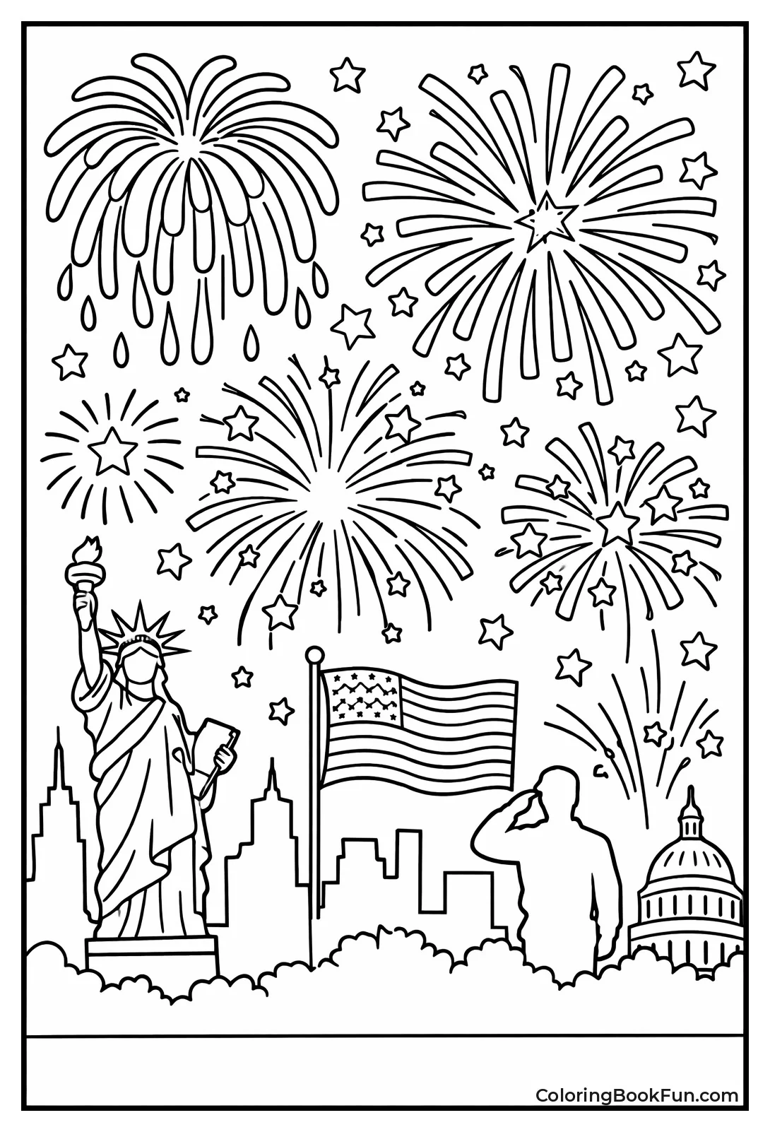 Fireworks Burst over Skyline