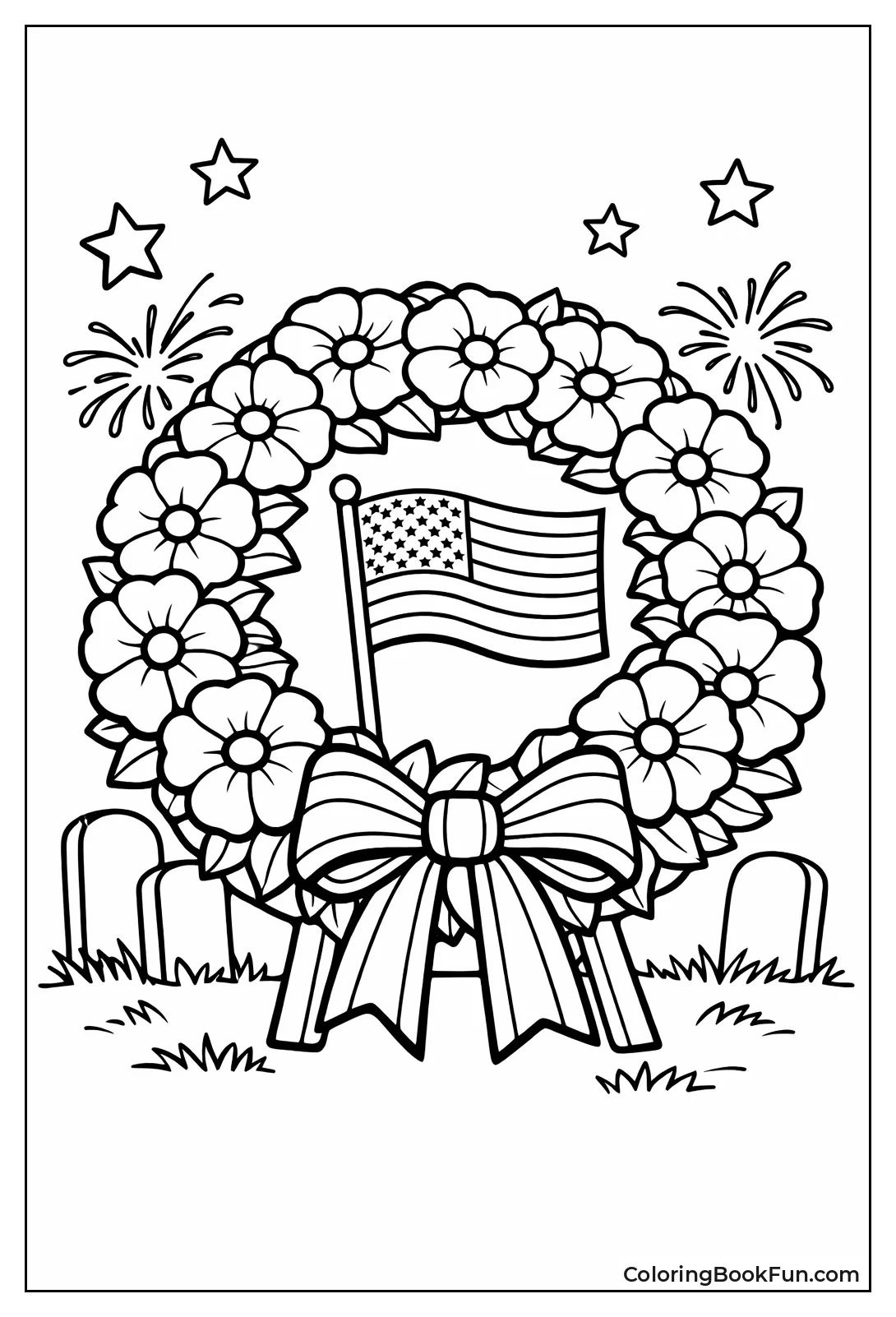 Poppy Wreath Holds Flag