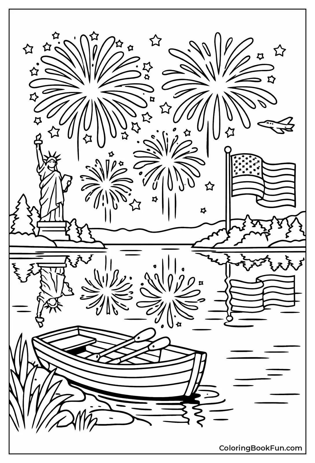 Fireworks Reflect on Lake