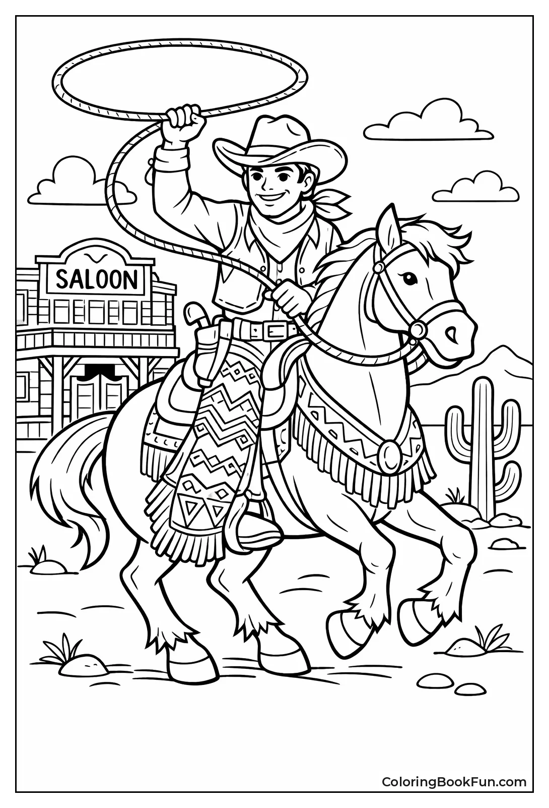 Cowboy in Patterned Chaps