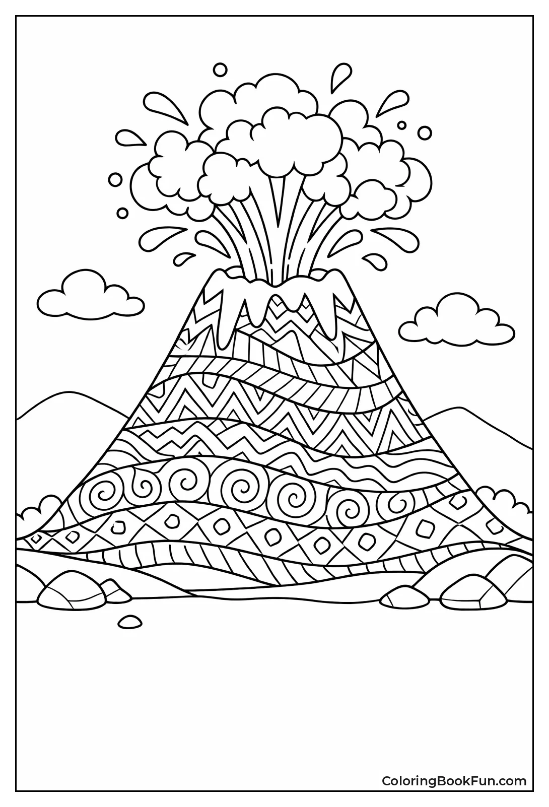 Patterned Lava Fills Volcano