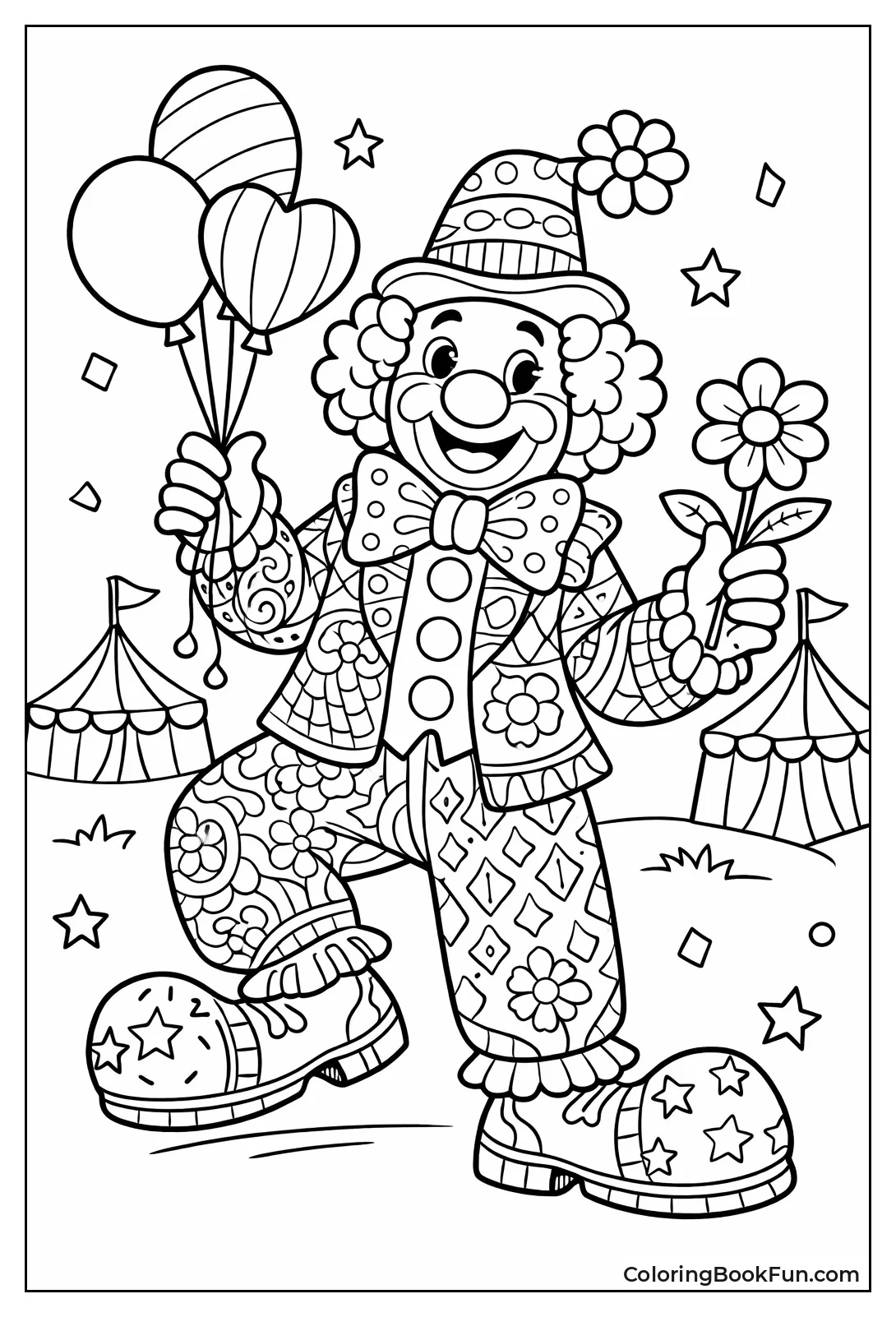 Clown in Patterned Outfit