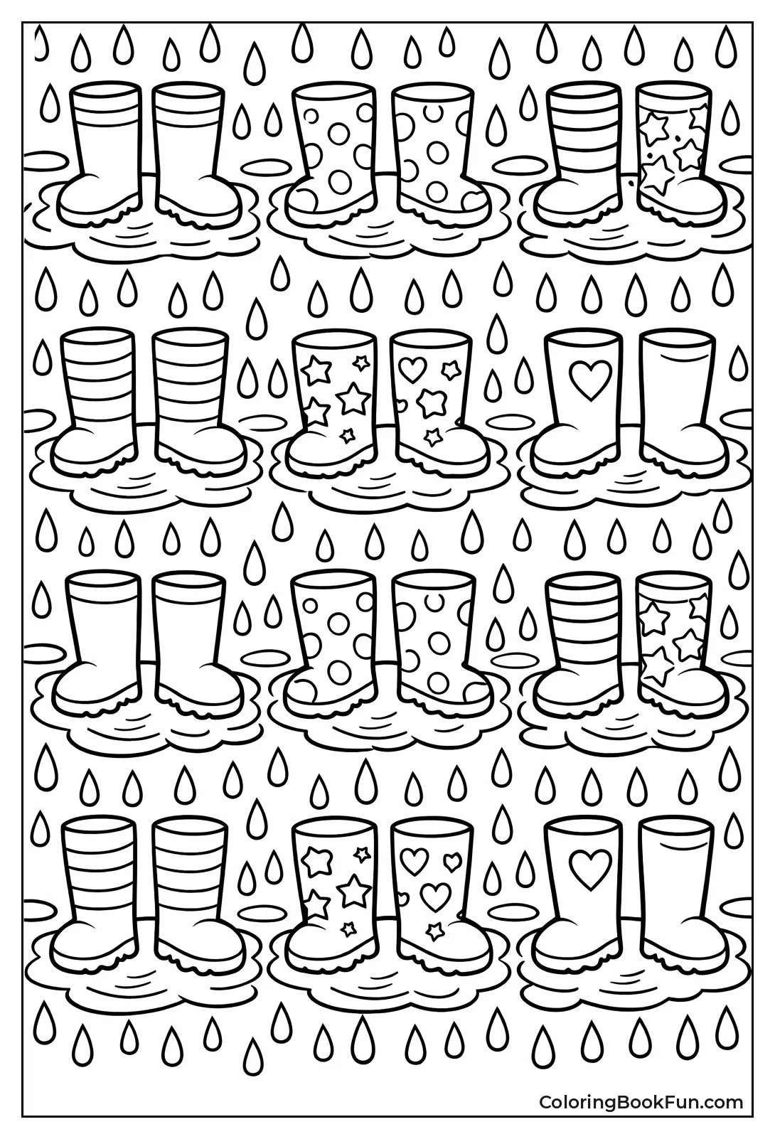 Colorful Boots in Puddles