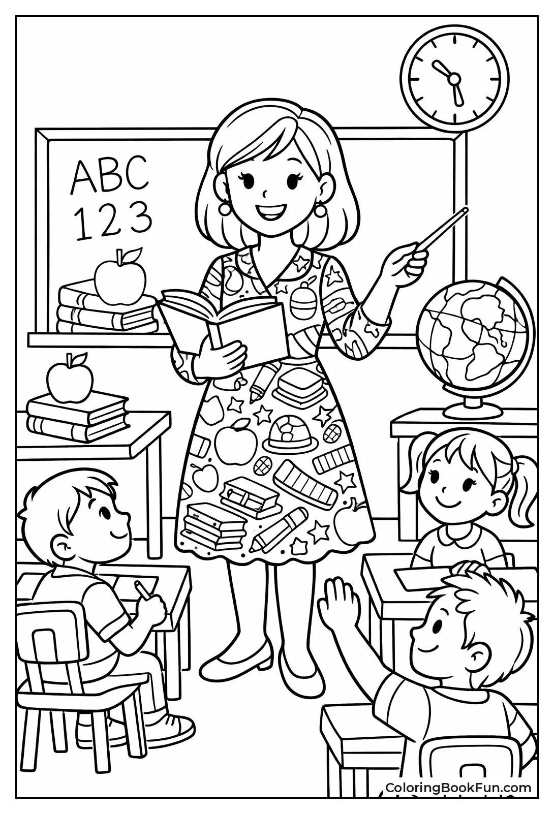 Teacher in Patterned Dress Books