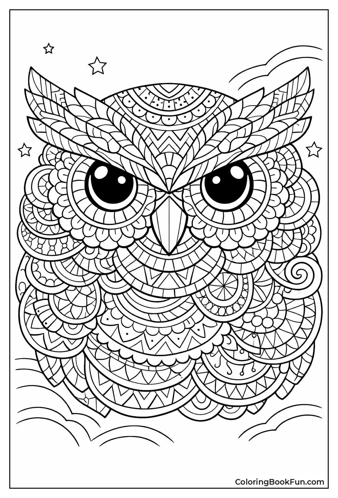 Owl Face with Swirls