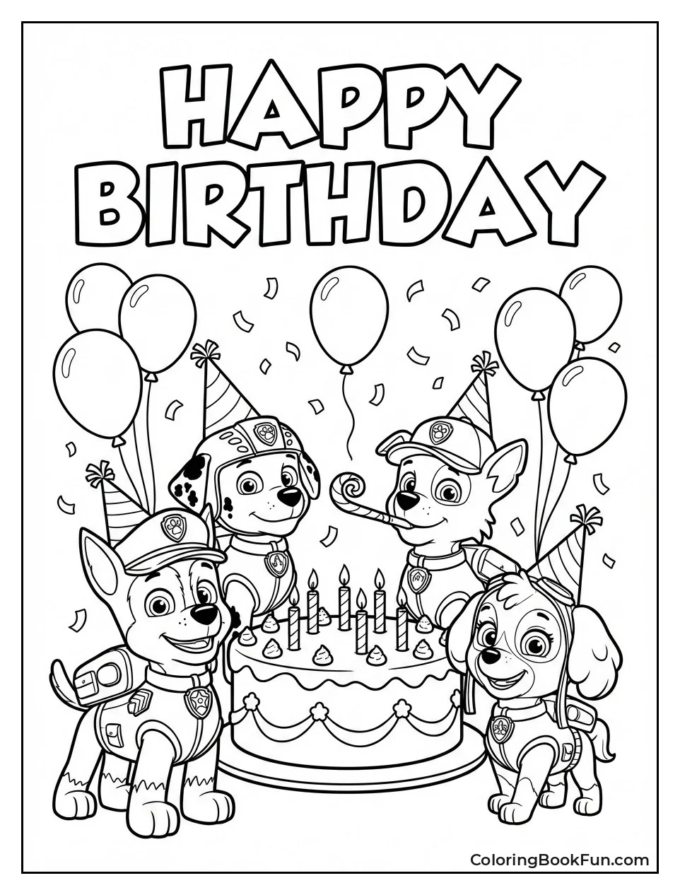 Pups Party around Cake