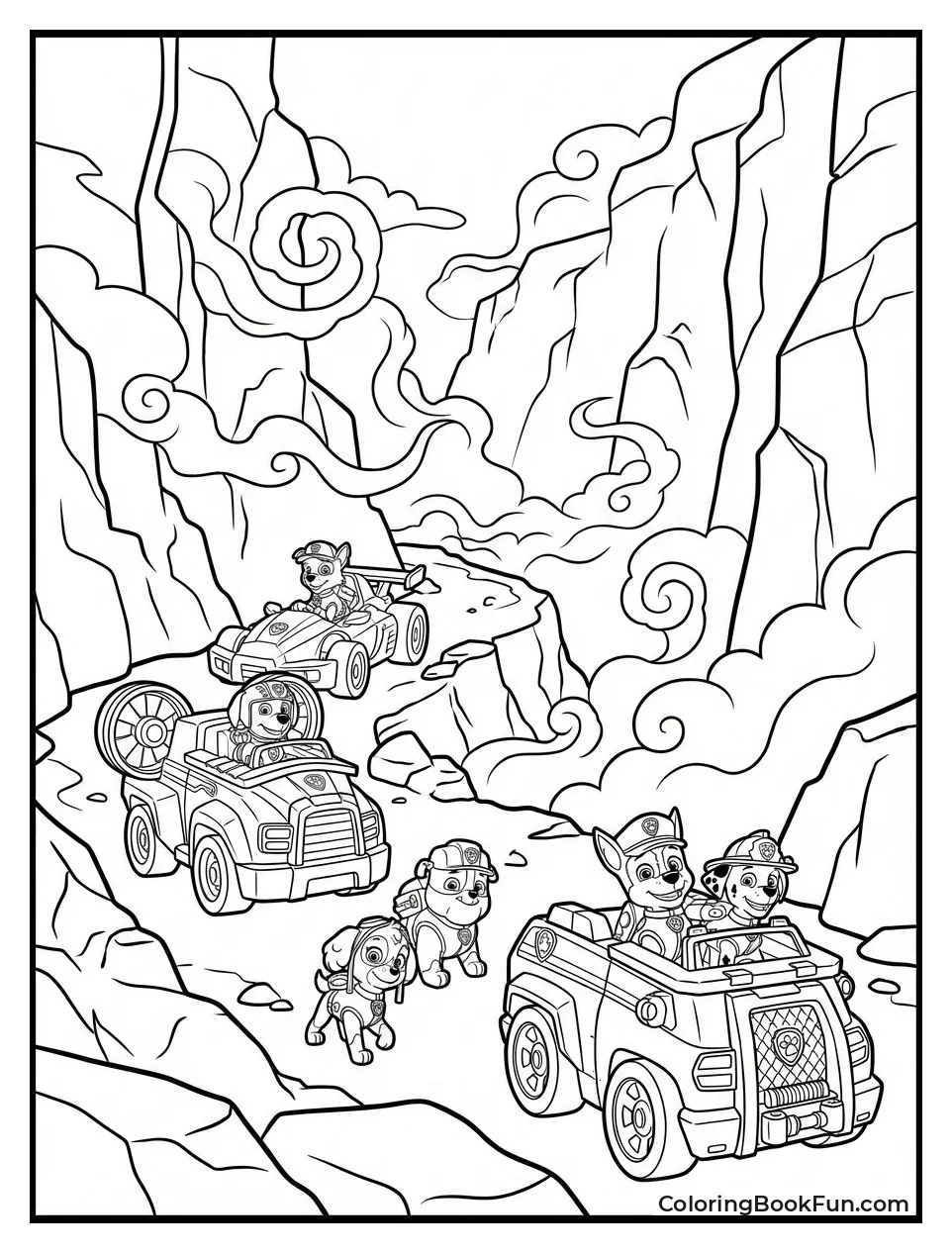 Pups Brave Foggy Cliffs